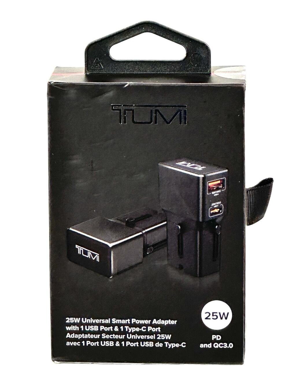 Tumi 25W Universal Smart Power Adapter with 1 USB Port & 1 Type-C Port